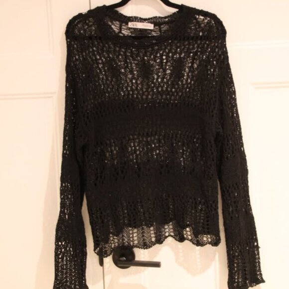 ZARA Open Knit Long Sleeve Light Weight Sweater Size M - Picture 1 of 2